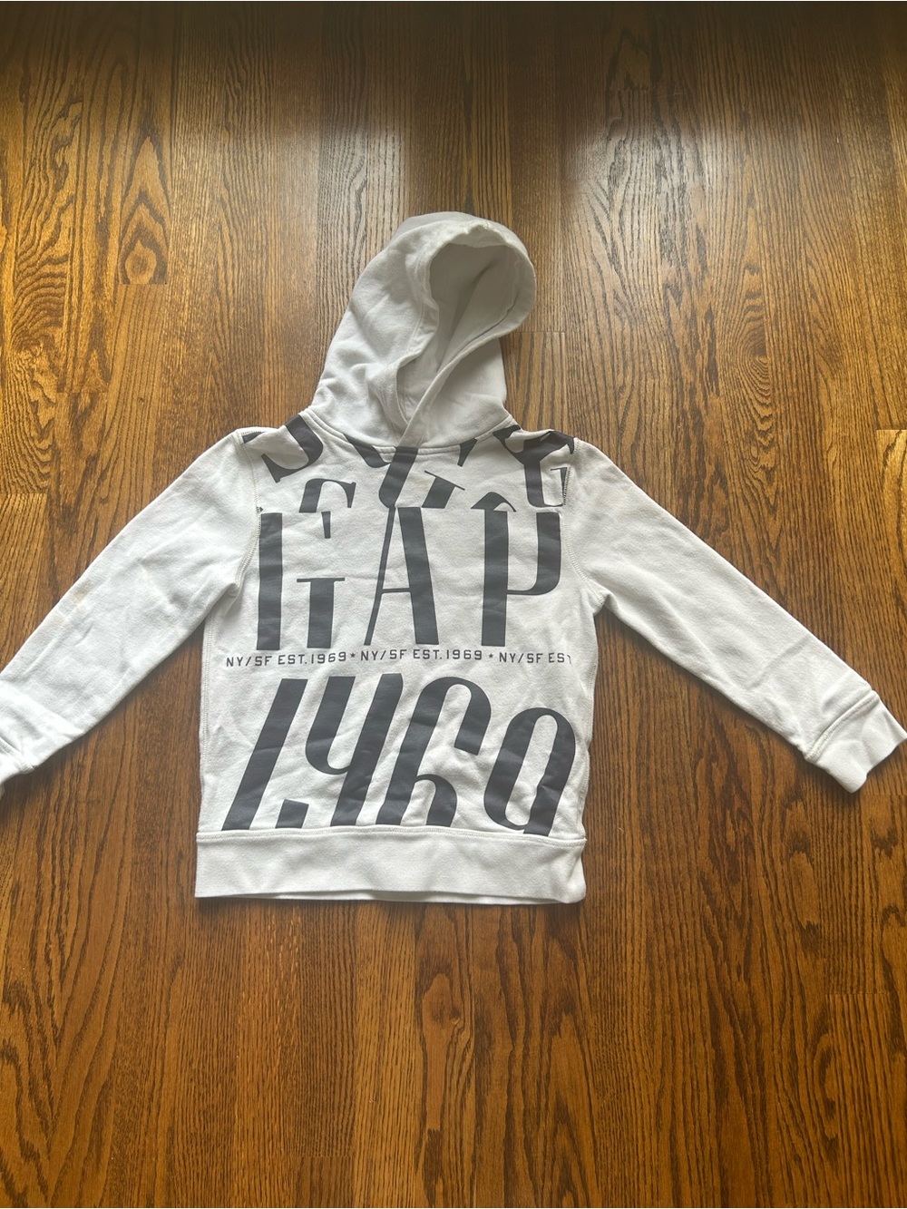 GAP White Kids Hoodie with Large Gray Logo